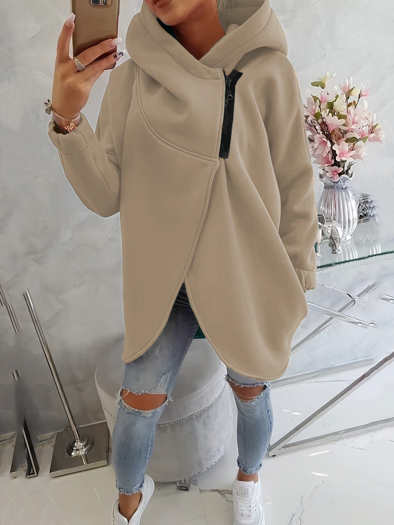 Women's Plus Size Solid Color Coat