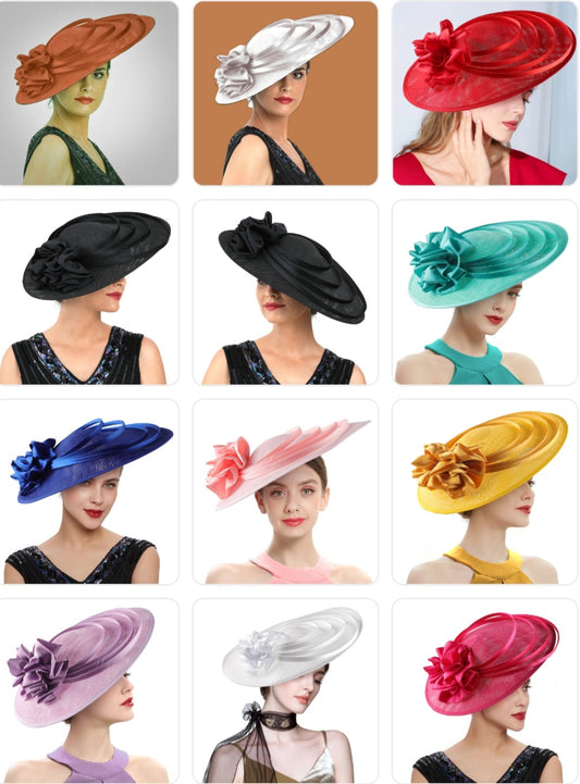 Oversized Slanted Big Floral Bow Detail Church/Kentucky Derby Fedora Hat