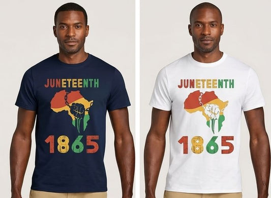 Men's 1865 Africa Map Fist Design Juneteenth Short Sleeve T-Shirt