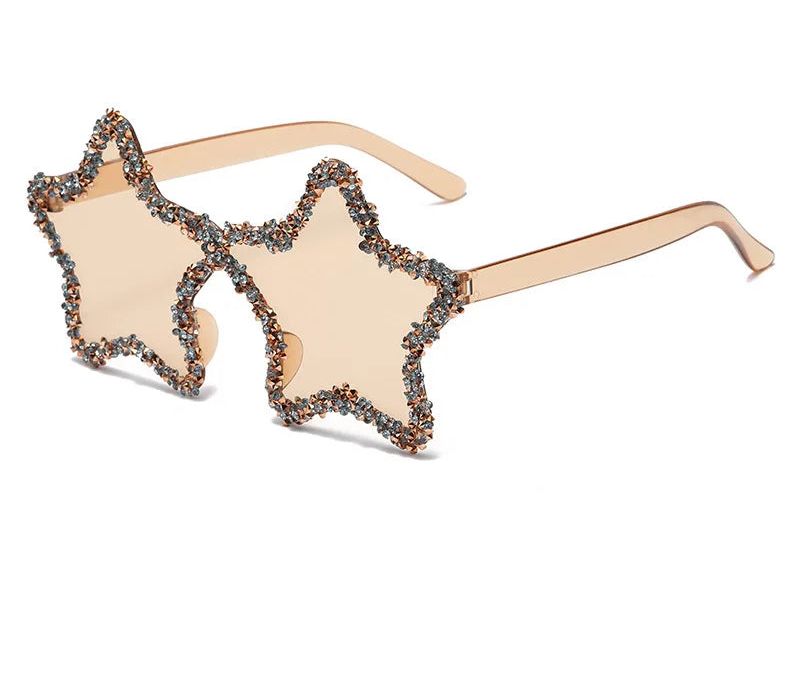 Star Shaped Diamond Rhinestone Blinged-Out Rimless Unisex Sunglasses