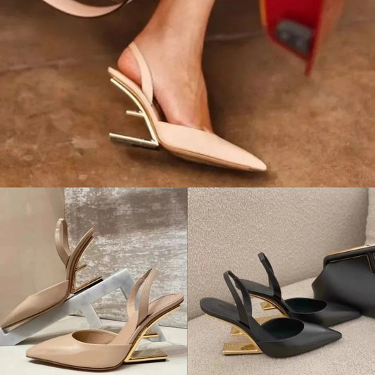 Solid Color Women's Rear Trip Strap Pointed Toe Mules