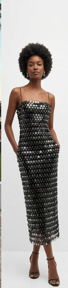 Sparkling Sequin Sleeveless Solid Backless Spaghetti Strap Formal Maxi Party Dress