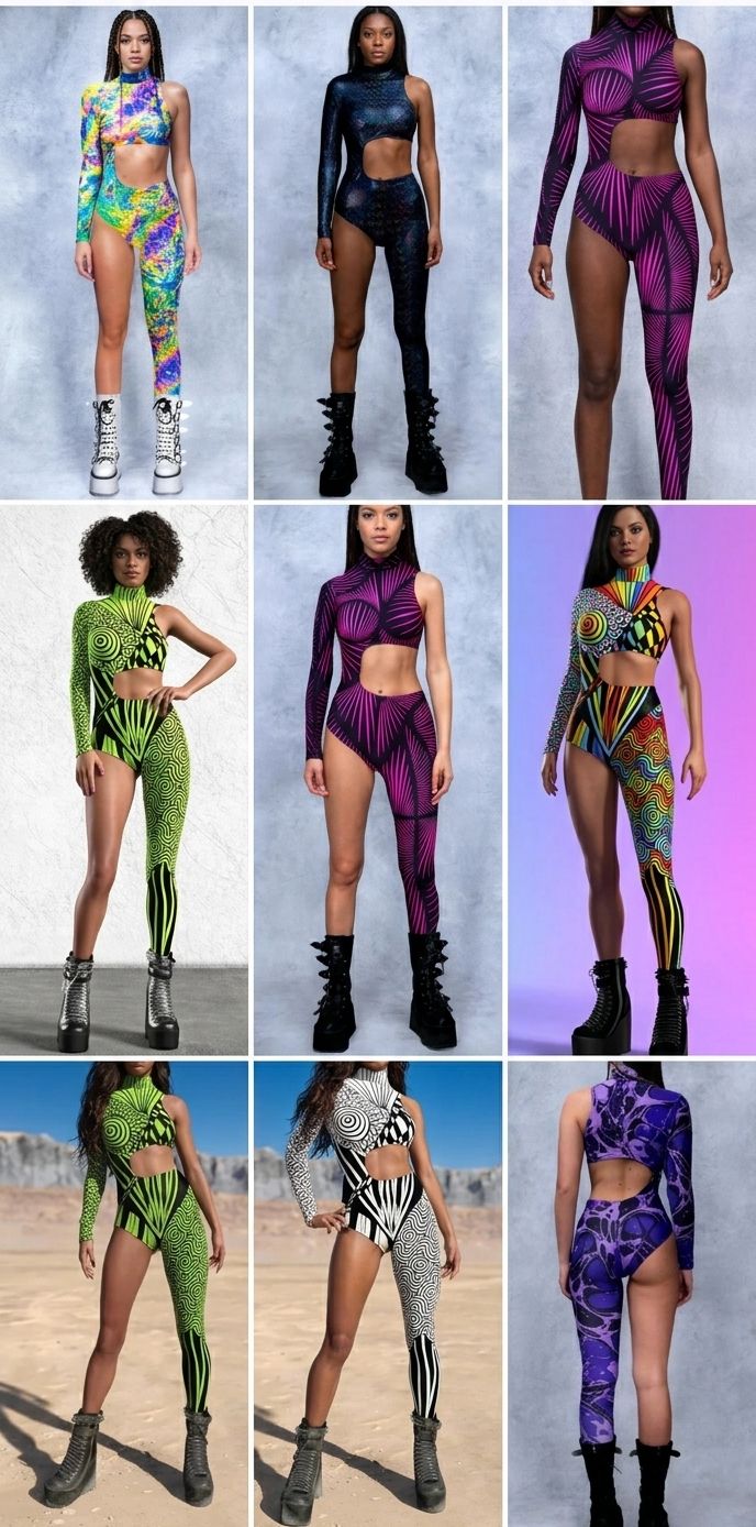 Irregular Asymmetrical One Sleeve Rainbow Geometric Striped Floral Hollow-Out 3D Print One Leg Jumpsuit to 3X Plus Size