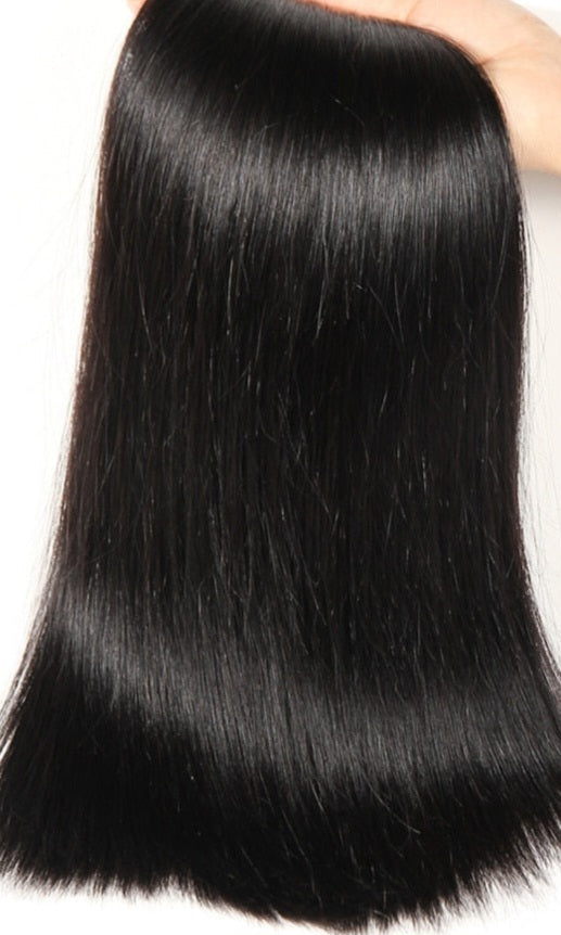 Brazilian Straight 8A w/ Lace Closure Remy 100% Human Hair Bundles w/ 5x5 Lacefront Middle Part Closure