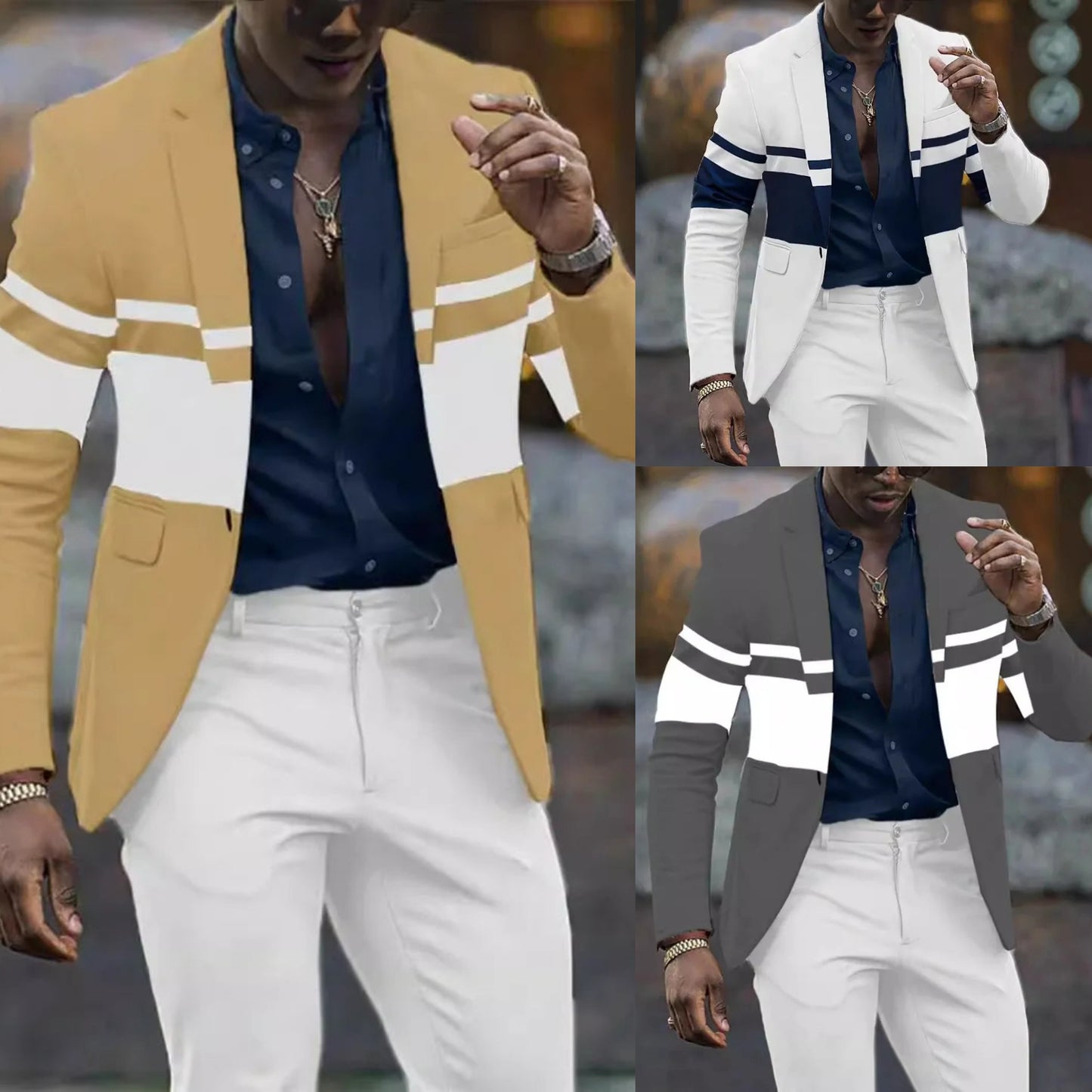 Men's Colorblock Contrast/Plaid/Sparkling Glitter Assorted Single Breasted Blazer Jackets to 5X Big & Tall