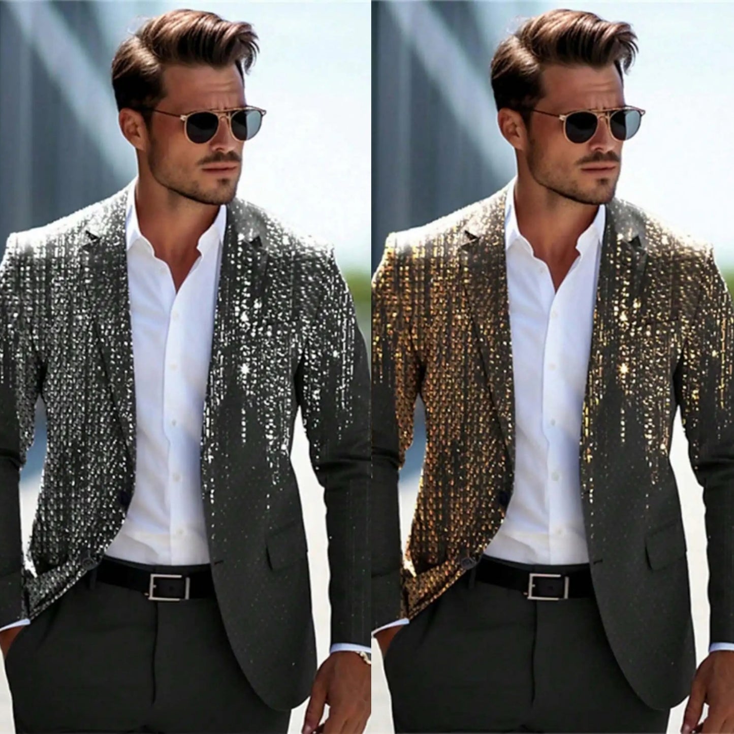 Men's Colorblock Contrast/Plaid/Sparkling Glitter Assorted Single Breasted Blazer Jackets to 5X Big & Tall