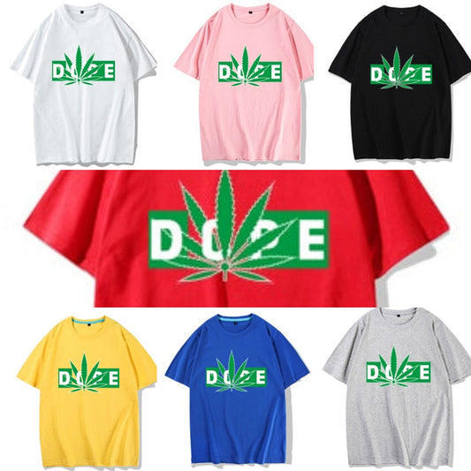 Men's "DOPE" Hemp Weed Leaf Print O-Neck Hip-Hop T-Shirt