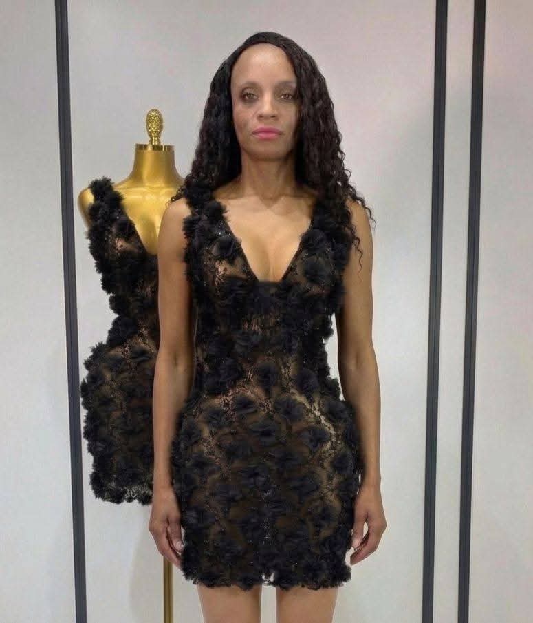 Pink/Black Flower Pearl Embroidered Sheer Transparent Lace Sleeveless Bodycon Mini Formal Party/Prom Dress