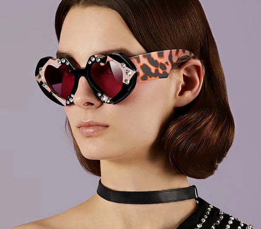 Heart Shaped Y2K Punk Style Rhinestone Ladies Sunglasses