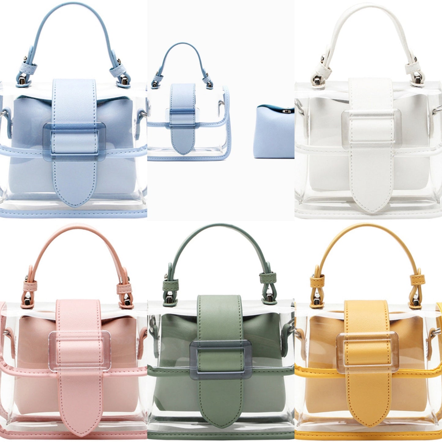 PVC Clear PU Leather Transparent Women's Shoulder Purse