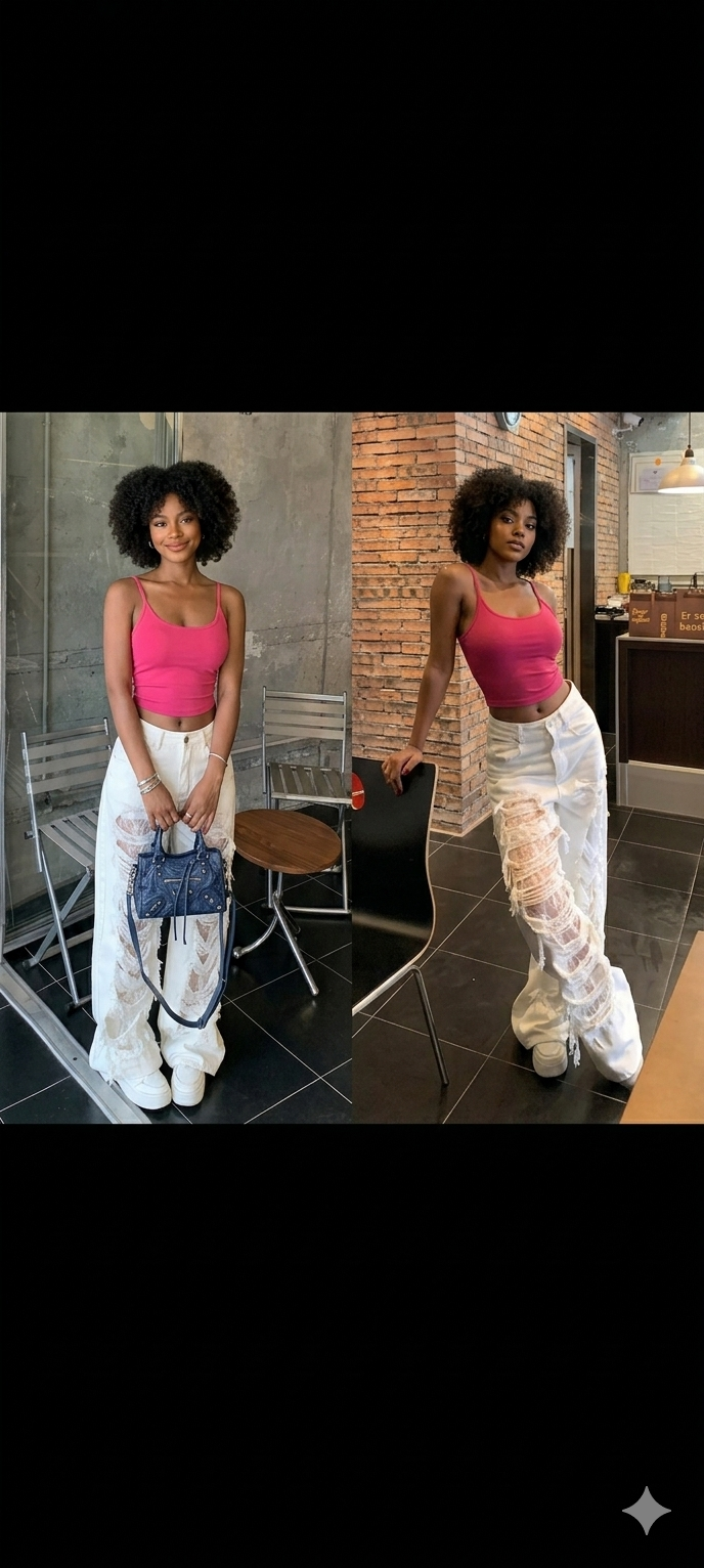 White Ripped Lace Fringe Hollow-Out Design Wide Leg Women's Hip-Hop Streetwear Jeans