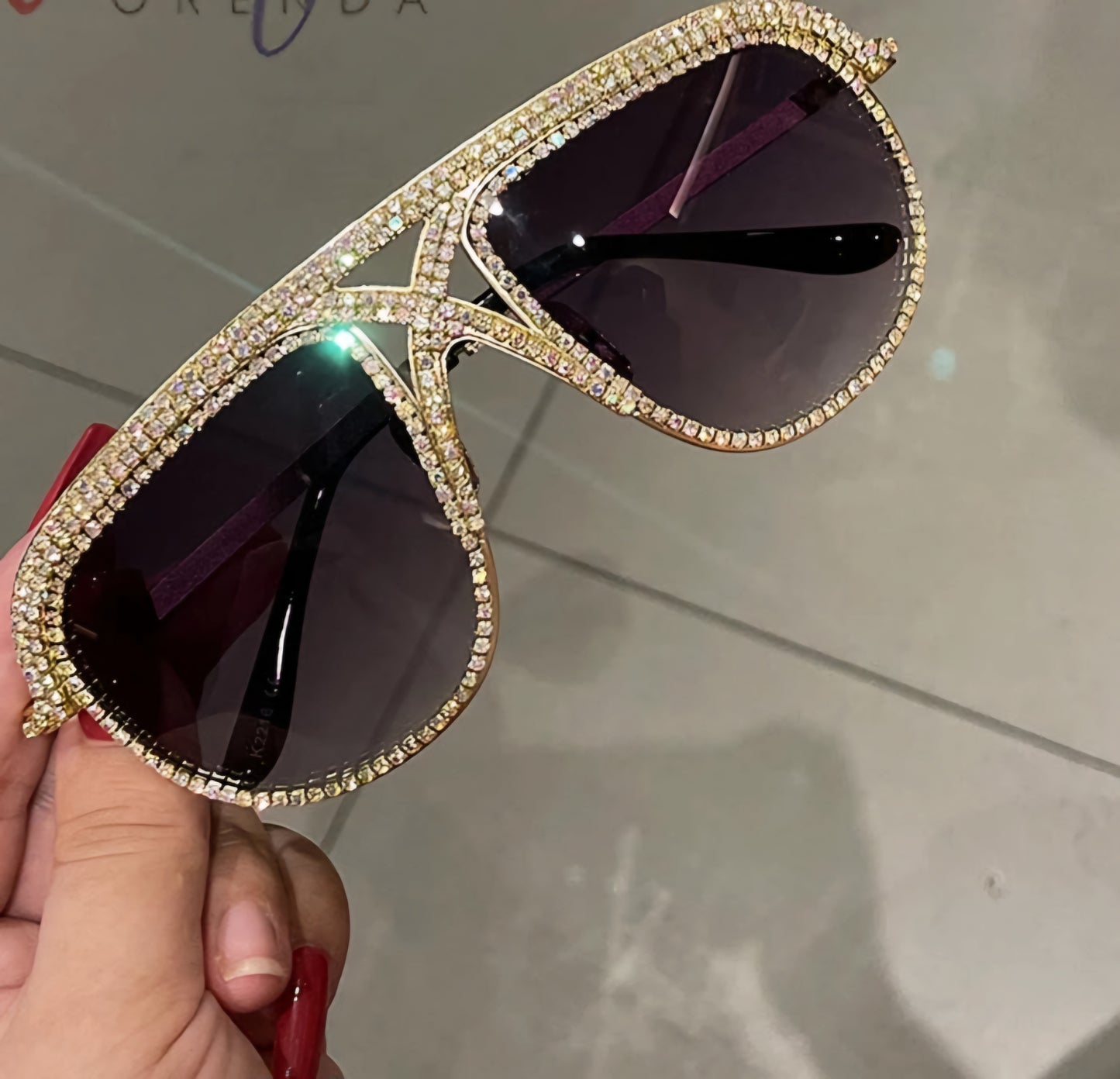 Metallic Iced Out Women's Criss-Cross Rhinestone Encrusted Oversized Shield Sunglasses