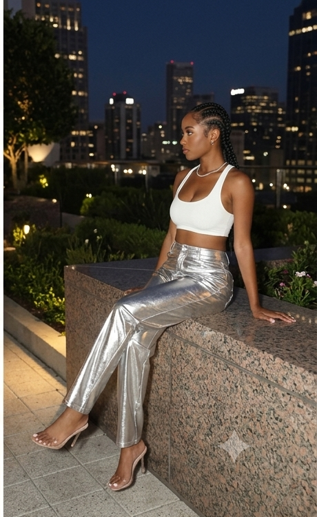 PU Leather Candy Color High Waisted Women's Streetwear Pants