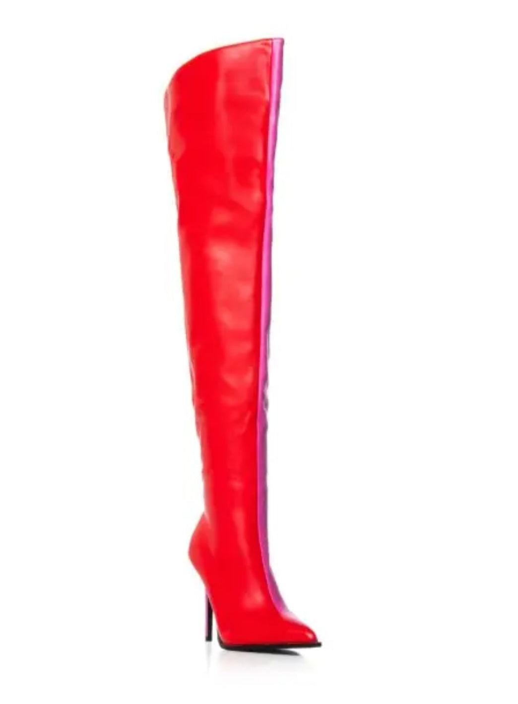 Colorblock 2-Tone Stiletto Heel Over-the-Knee Pointed Toe Side Zipper Boots