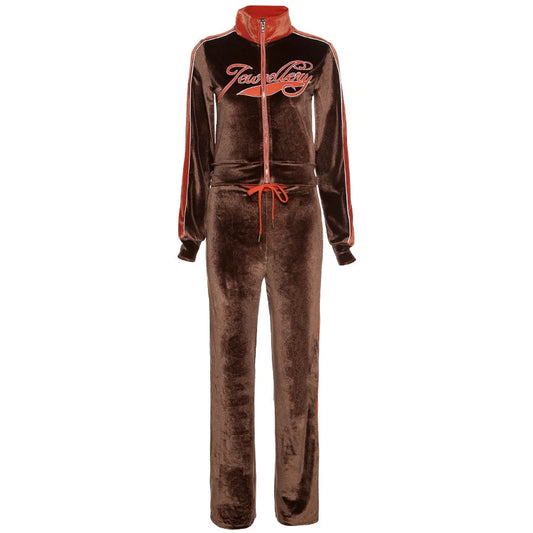 "Jewellry" Velvet Ladies Zipper Tracksuit