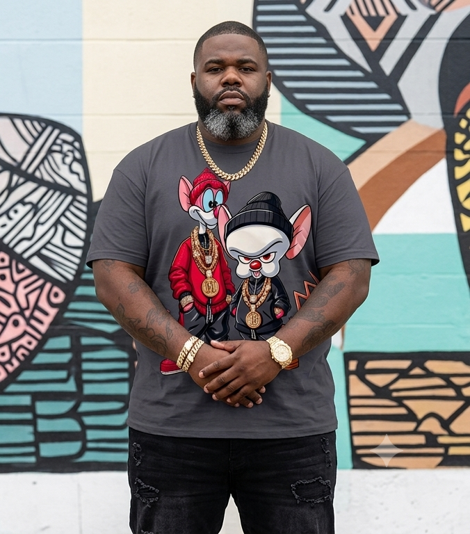 Men's Hip-Hop Cartoon O-Neck Short Sleeve T-Shirt to 5X Big & Tall