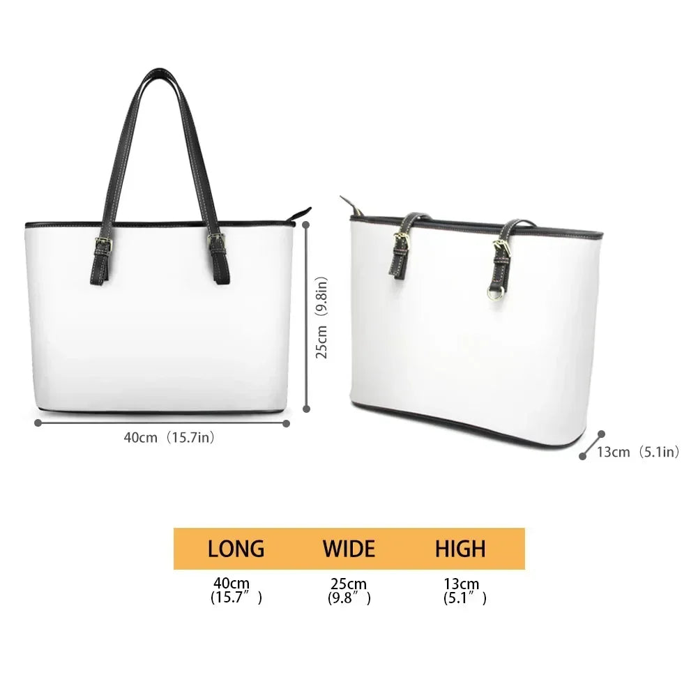 Black Princess Print CUSTOMIZED Leather Large Capacity Tote Bags
