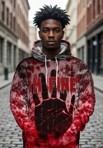 Men's Drawstring Hip-Hop 3D Blood Print Halloween Long Sleeve Hoodie Sweatshirts to 5X Big & Tall - 14 Patterns