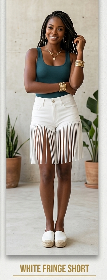 Western Hanging Tassel Fringe Design Women's Rodeo Shorts