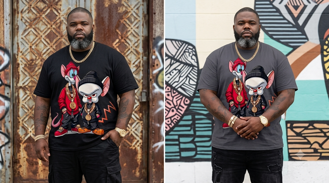 Men's Hip-Hop Cartoon O-Neck Short Sleeve T-Shirt to 5X Big & Tall