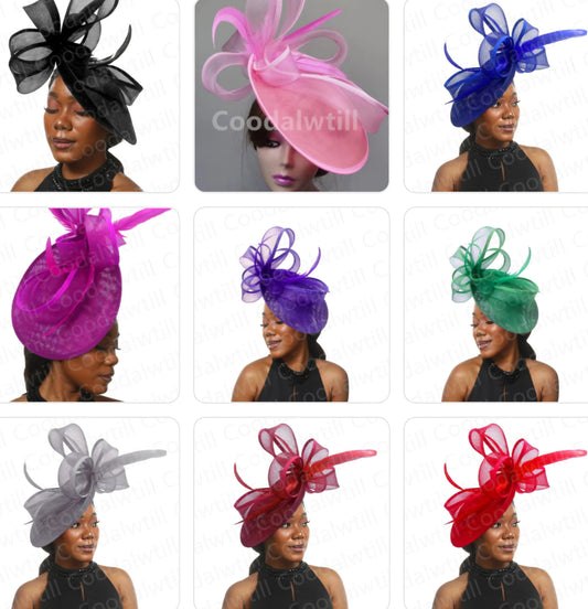 Big Ribbon Bow Detail Feather Church/Bridal/Kentucky Derby Formal Fascinator Fedora Hat
