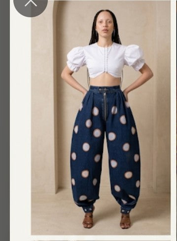 Denim Baggy High Waist Ankle-Length Women's Zipper Harem Jeans to 3X Plus Size