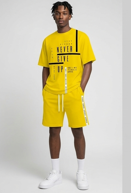Graffiti/Lion/Race Car 3D Letter Print Short Sleeve T-Shirt + Drawstring Shorts 2-Piece Set