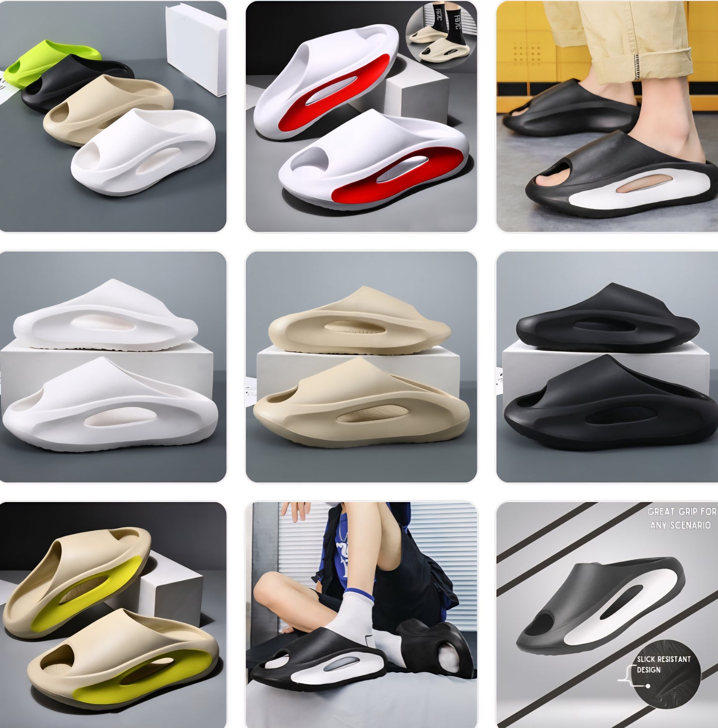 Unisex Peep Toe Slipper Hollow-Out Flat Beach Slipper Slides