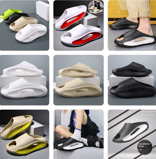 Unisex Peep Toe Slipper Hollow-Out Flat Beach Slipper Slides