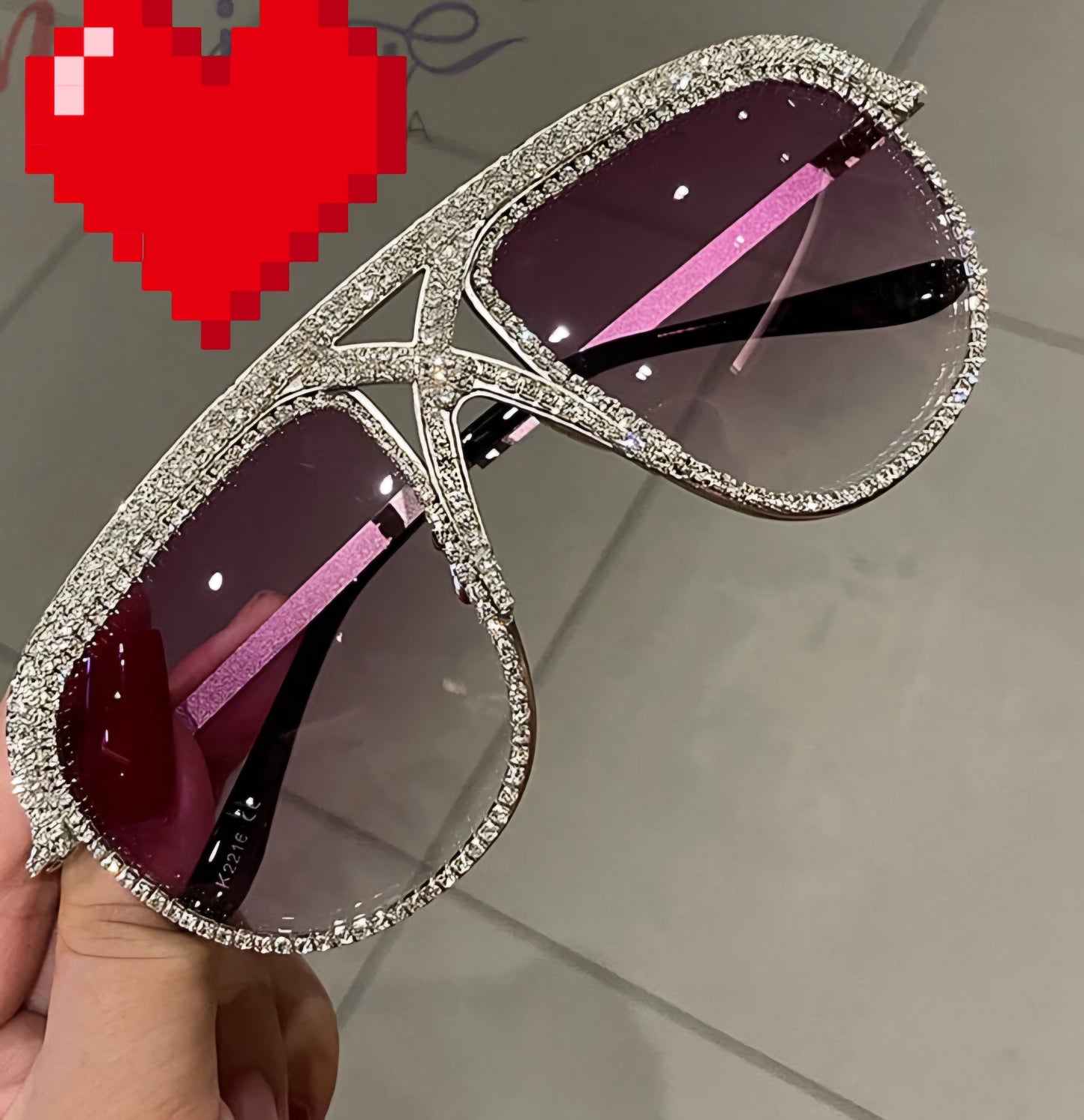 Metallic Iced Out Women's Criss-Cross Rhinestone Encrusted Oversized Shield Sunglasses