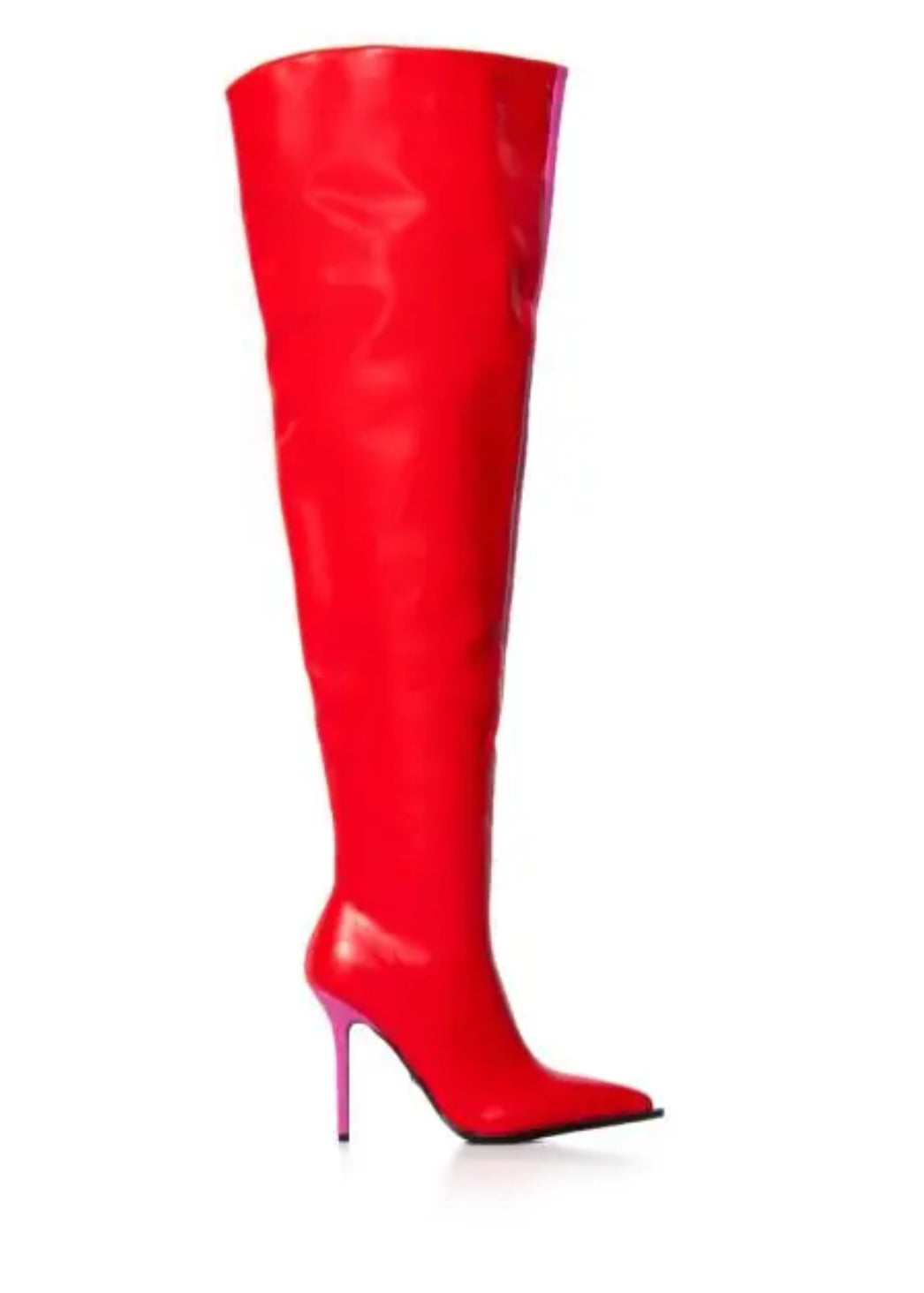 Colorblock 2-Tone Stiletto Heel Over-the-Knee Pointed Toe Side Zipper Boots