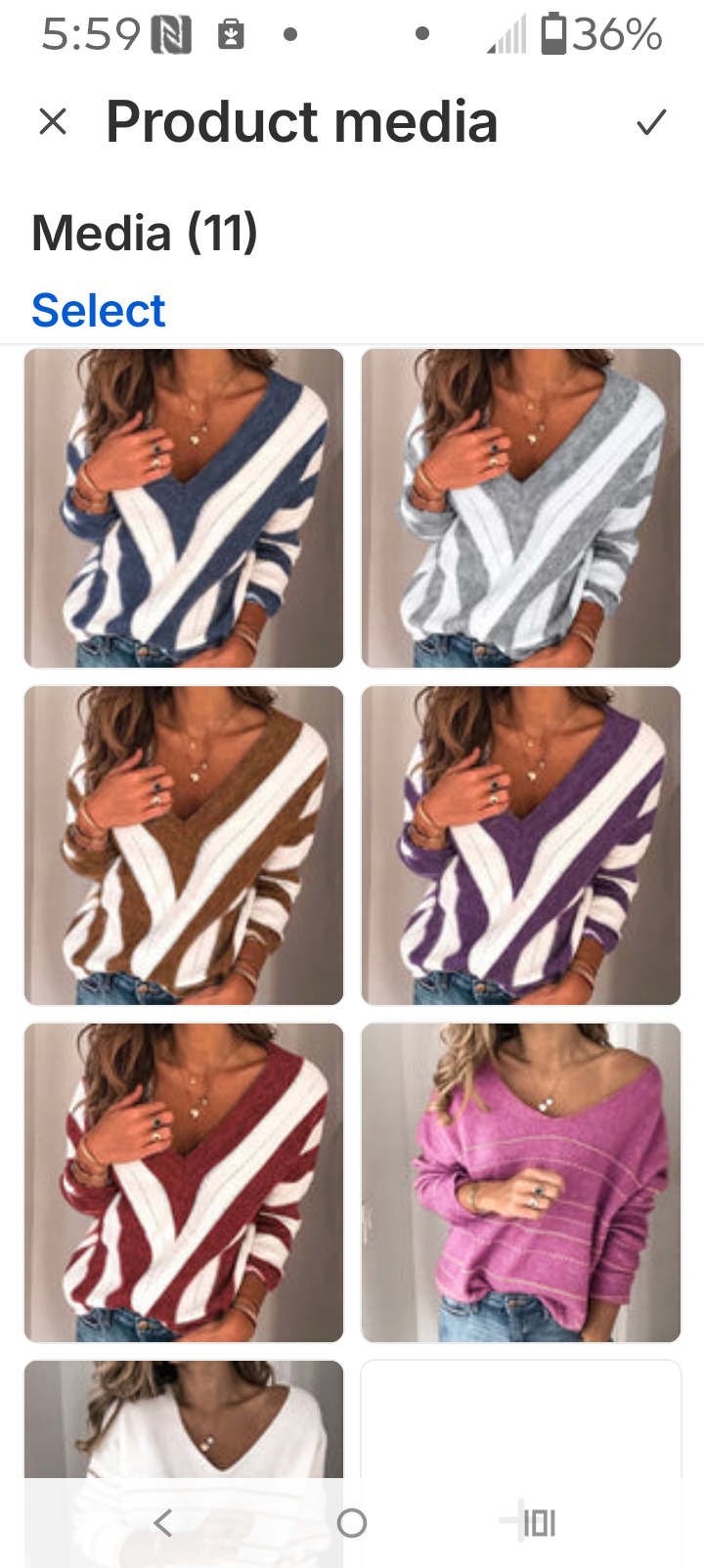 Striped Colorblock Women's V-Neck Long Sleeve Sweaters to 3X Plus Size