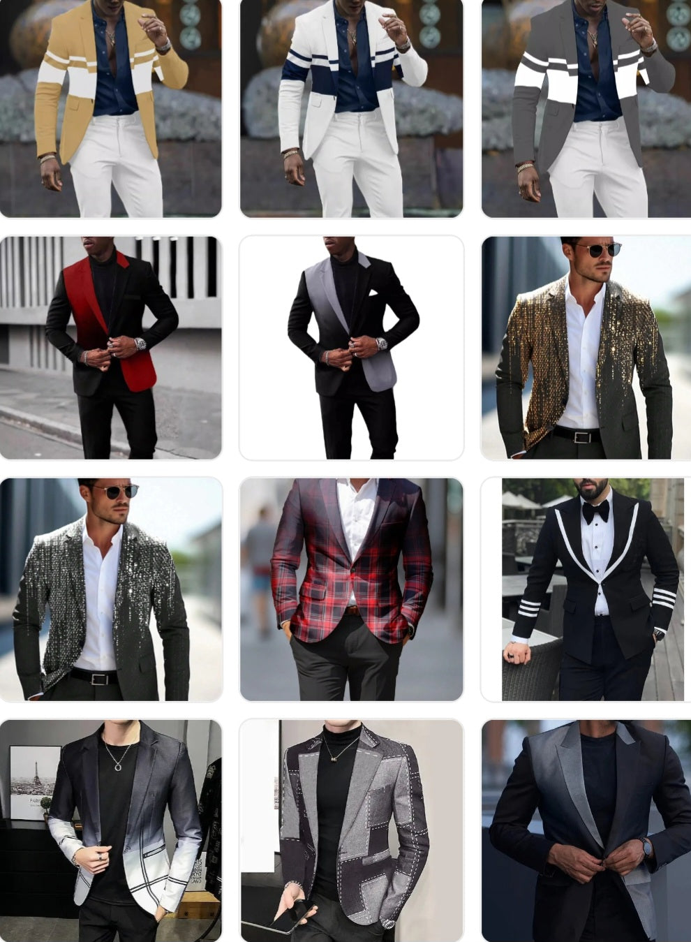 Men's Colorblock Contrast/Plaid/Sparkling Glitter Assorted Single Breasted Blazer Jackets to 5X Big & Tall