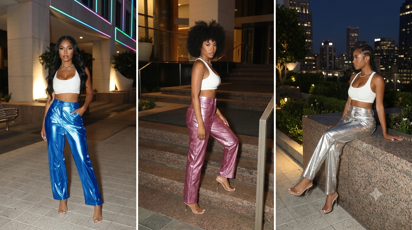 PU Leather Candy Color High Waisted Women's Streetwear Pants