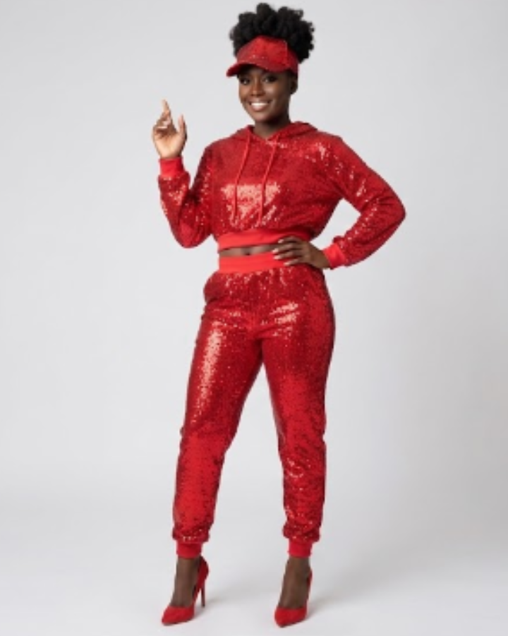 Sequin Metallic Sparkling Glitter Women's Zipper Bomber Jacket + Matching Sweatpants Tracksuit to 3X Plus Size