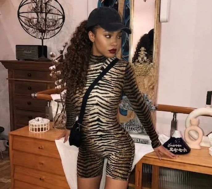 Leopard/Zebra Print Mock Neck Long Sleeve Women's Skinny Bodycon Shorts Romper