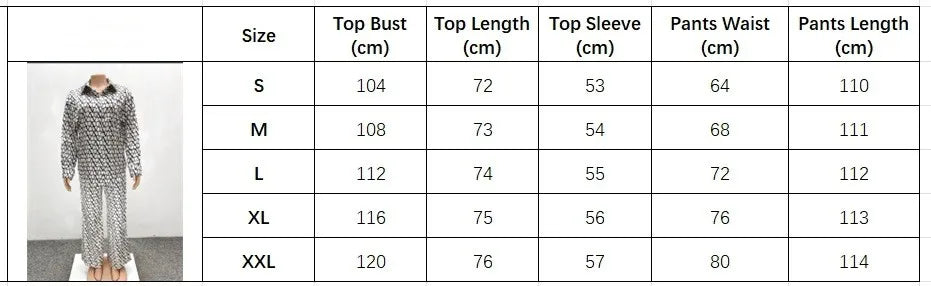 Off-White/Black Monogram Print Long Sleeve Women's Oversized Blouse + Loose Wide Leg Pants Matching 2-Piece Set