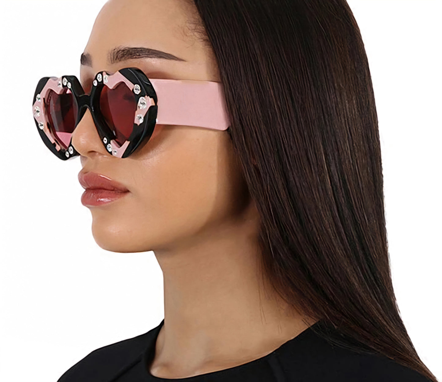 Heart Shaped Y2K Punk Style Rhinestone Ladies Sunglasses