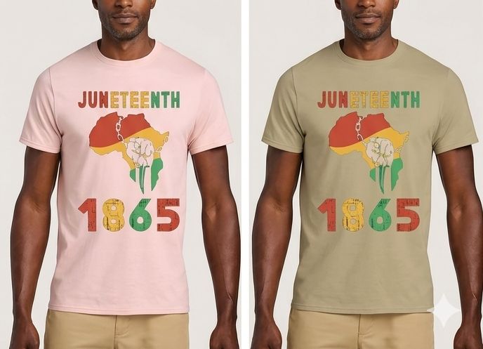 Men's 1865 Africa Map Fist Design Juneteenth Short Sleeve T-Shirt