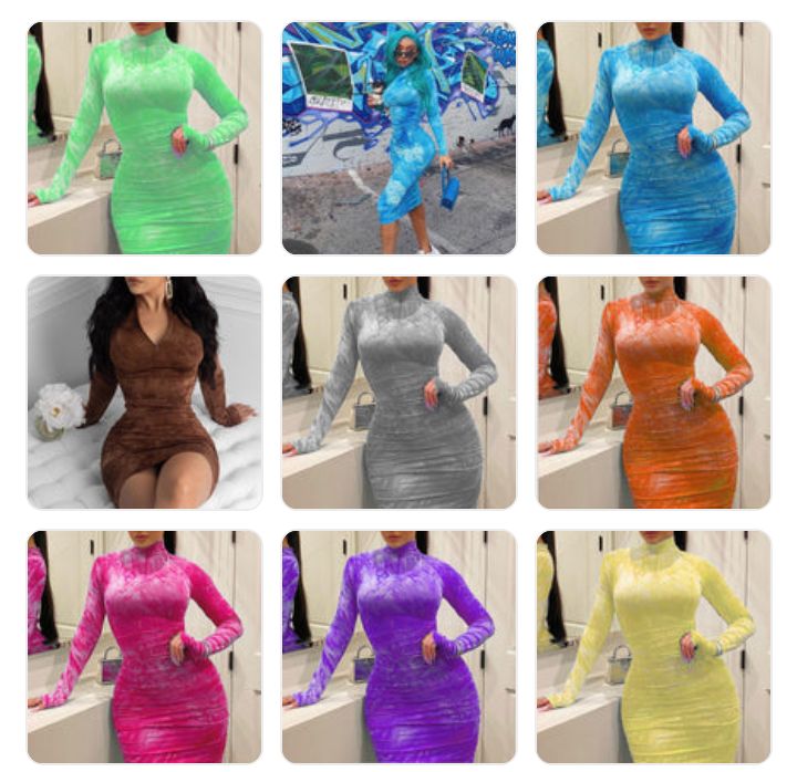 Tie-Dye Print Ruched Turtleneck Long Sleeve Skinny Bodycon Dress to 5X Plus Size