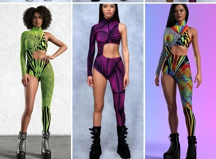 Irregular Asymmetrical One Sleeve Rainbow Geometric Striped Floral Hollow-Out 3D Print One Leg Jumpsuit to 3X Plus Size