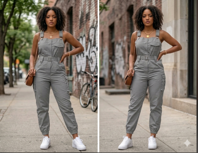 Sleeveless Solid Color Belted Women's Cargo Pocketed Overall Jumpsuit to 3X Plus Size