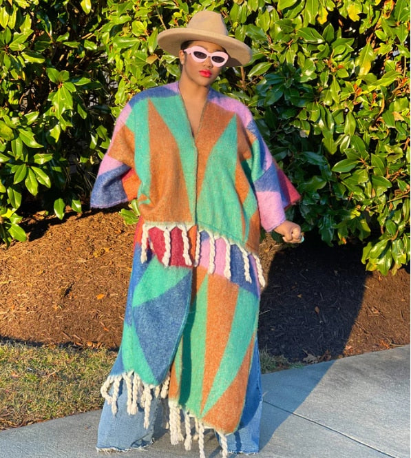 Fuzzy African Oversized Open Front Loose Kimonos