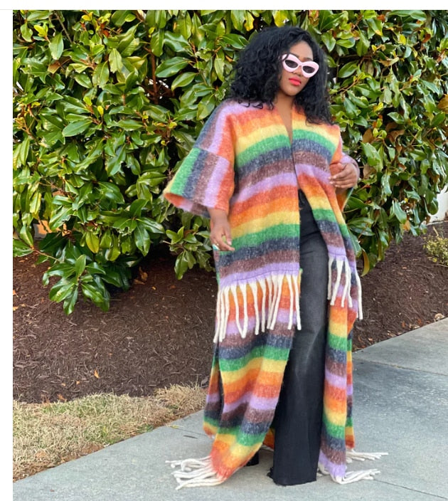 Fuzzy African Oversized Open Front Loose Kimonos