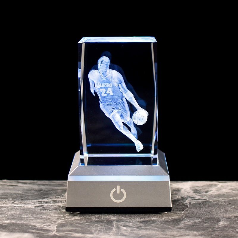 Mamba Never Out Crystal 3D Kobe Bryant Laser Engraved Cube