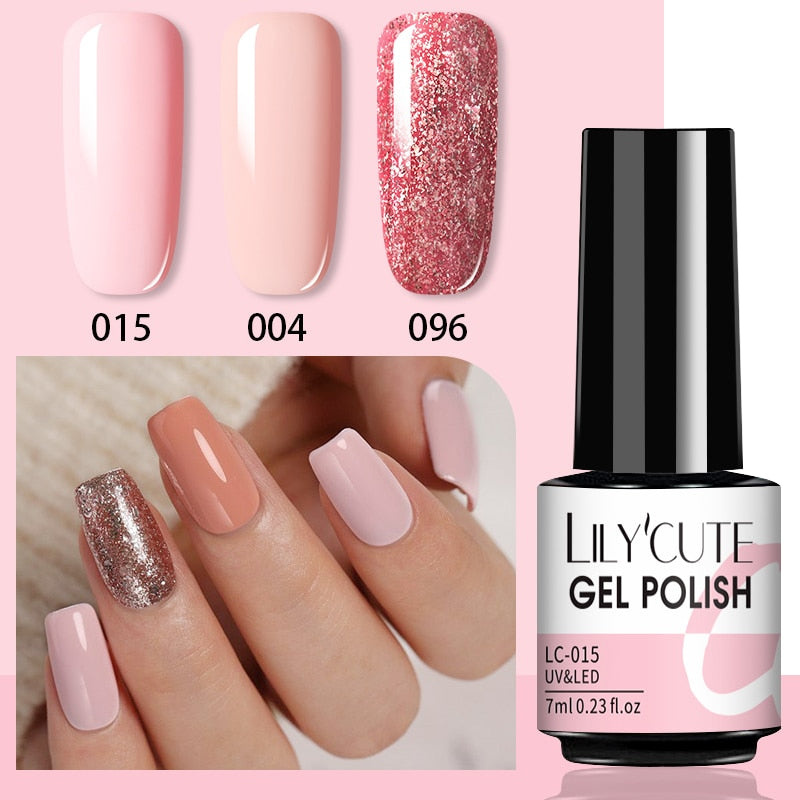 3 Piece Gel Polish Set: Winter Color Glitter Sequin Matte Effect Gel, Long Lasting Base Top Coat Nail Art Design