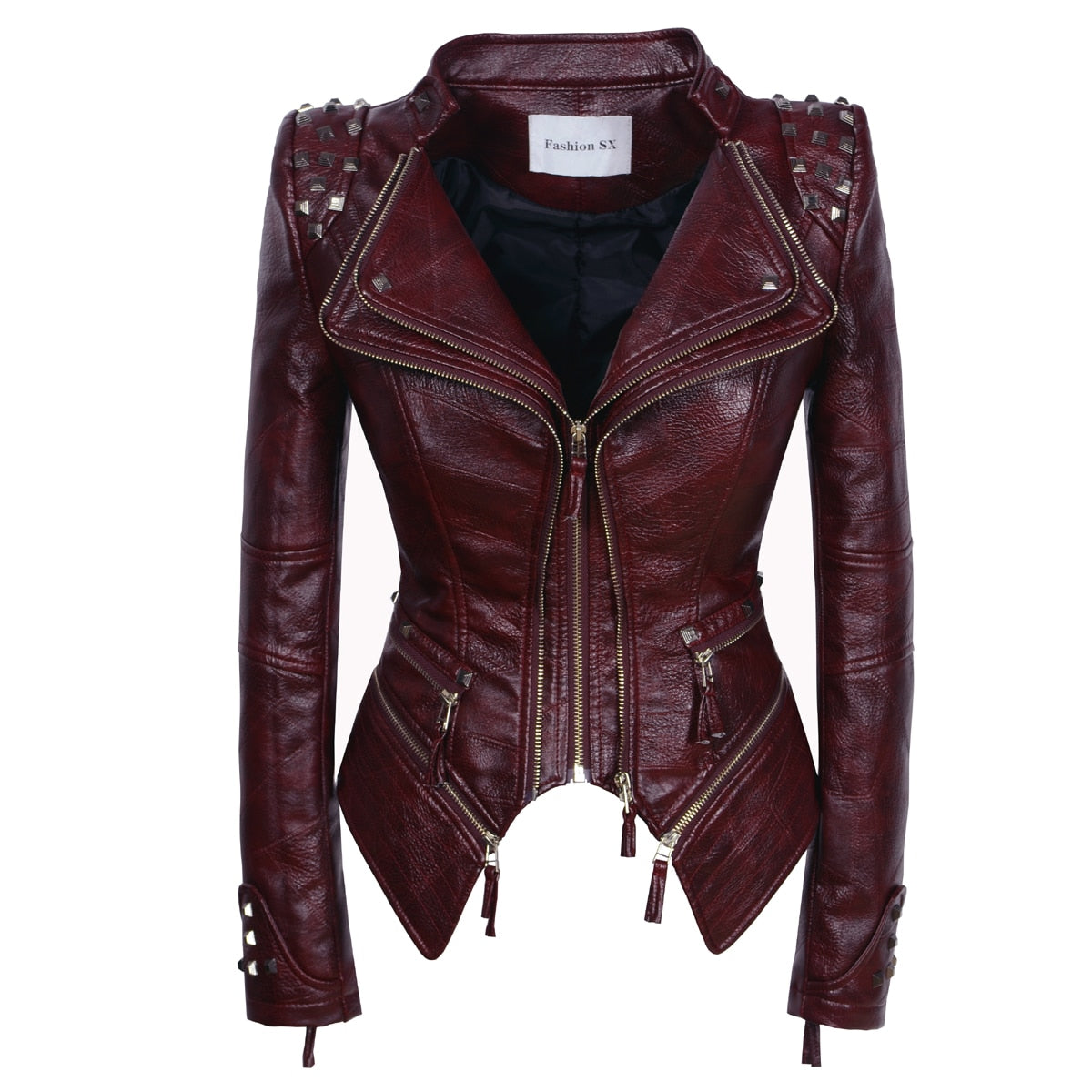 Snake Print Motorcycle Faux PU Leather Ladies Jacket