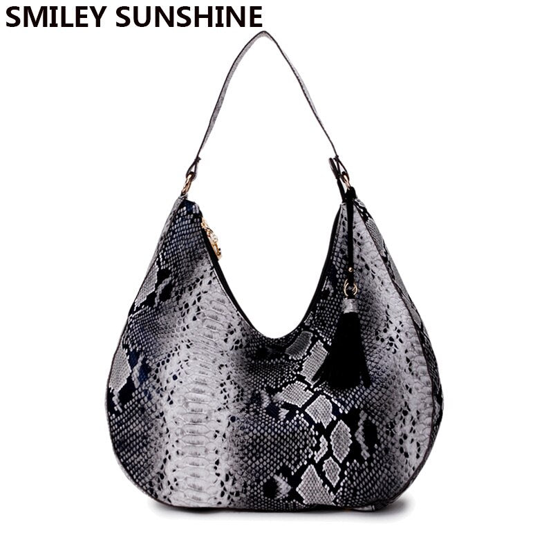 Snakeskin Women's Vintage Large Hobo Shoulder Bag Satchel Purse