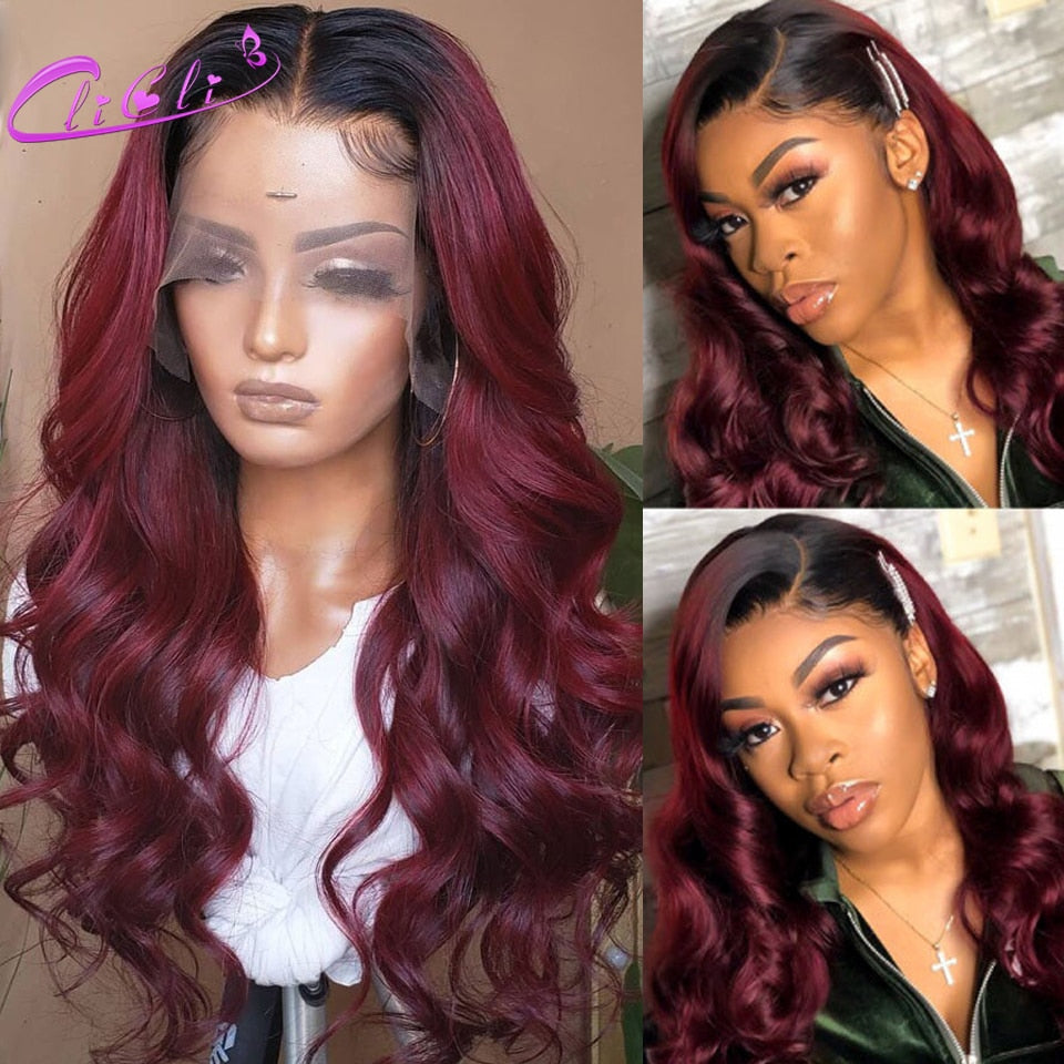 Ombre Brazilian Body Wave Lacefront HD 100% Human Hair Wig