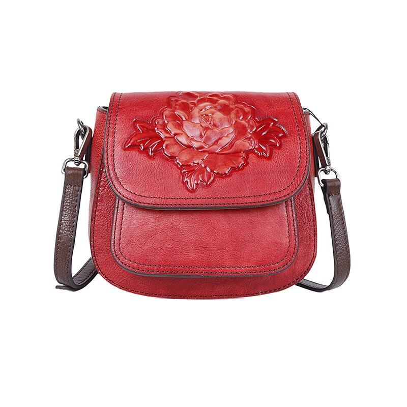 Small Embossed Women Genuine Leather Floral Purse